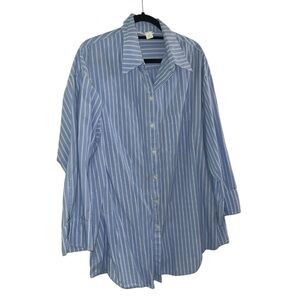 H&M Blue Striped Button-Down Shirt Women’s Size L 100% Cotton